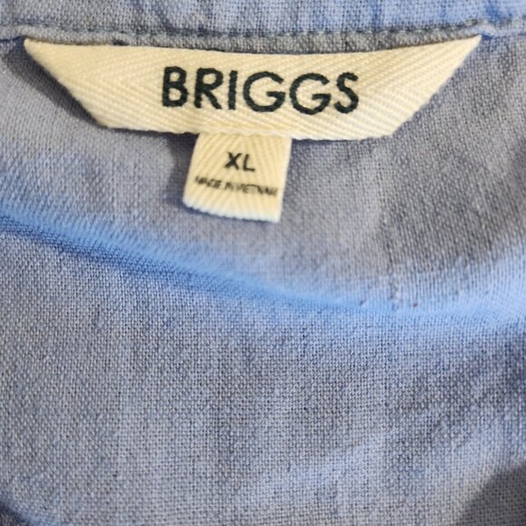 Briggs Ladies Size X-Large Blue Linen Blend V-Neck Pockets Pleated Dress Casual - Picture 15 of 16